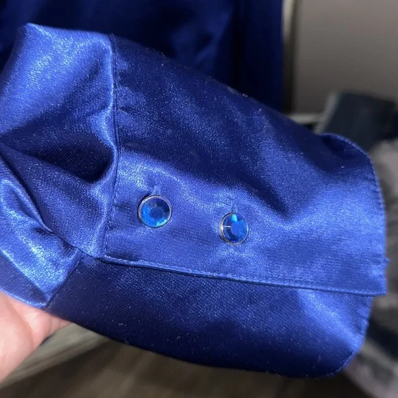 NWOT sag harbor vintage shiny blue long sleeve with cuff buttons button down 24w - Picture 5 of 6